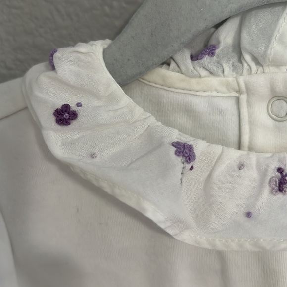 Janie and Jack bodysuit with collar long sleeve 12-18 months white purple used - Picture 7 of 9